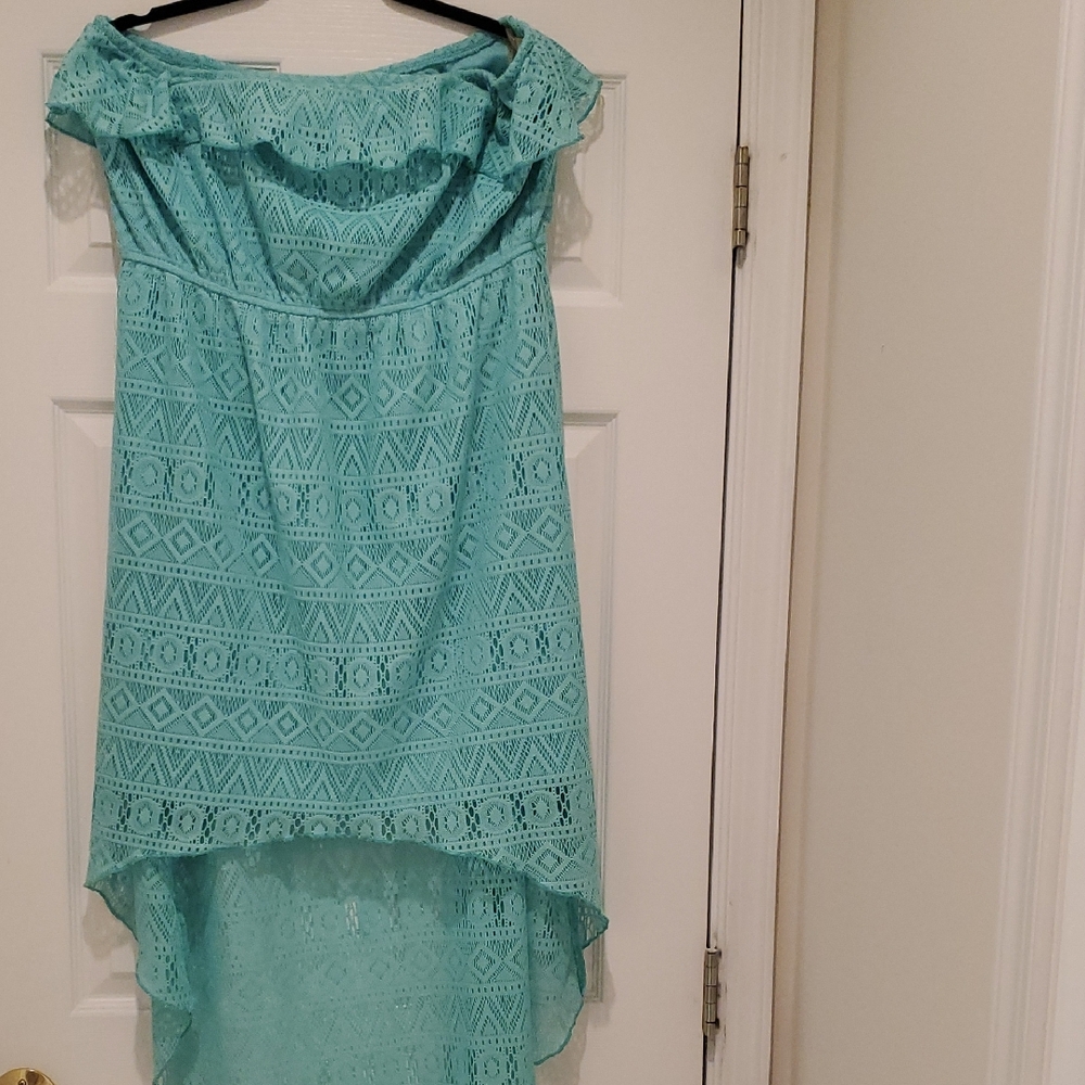 Maurices Aqua Lace Off-Shoulder High-Low Dress